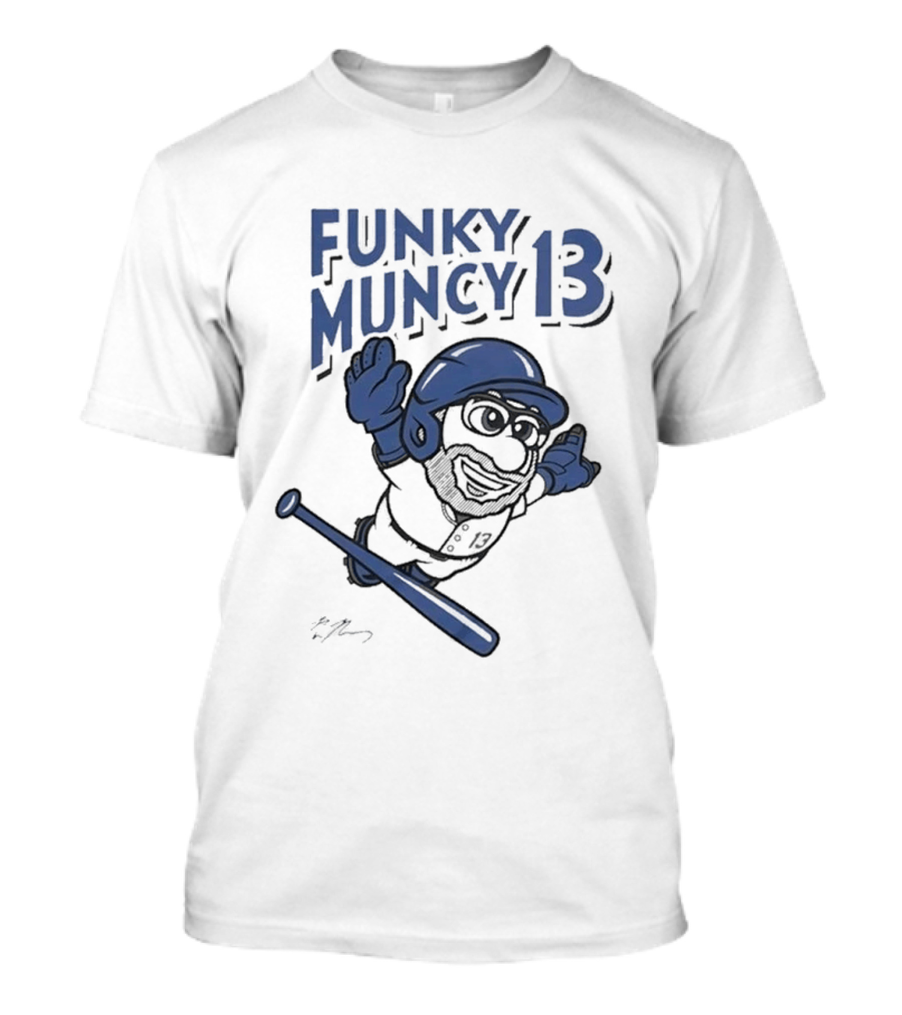 Funky Muncy 13 Max Los Angeles Dodgers Cartoon Baseball T-Shirt