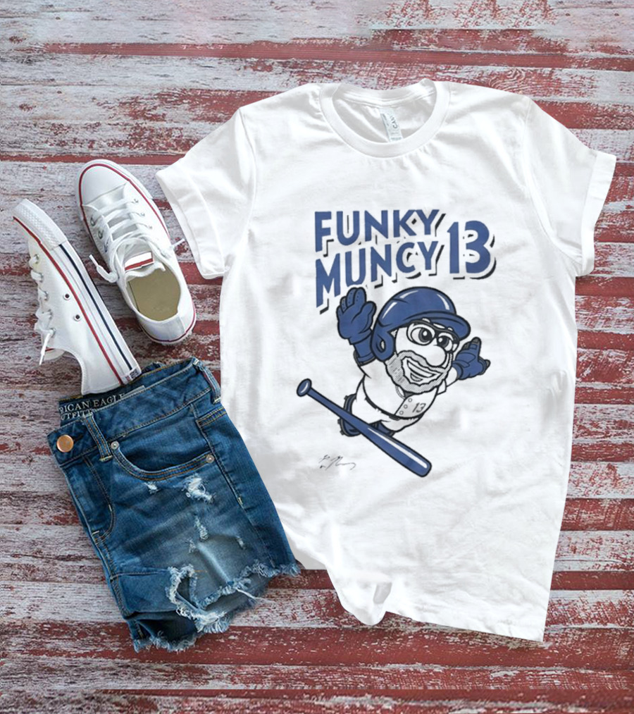 Funky Muncy 13 Max Los Angeles Dodgers Cartoon Baseball T-Shirt