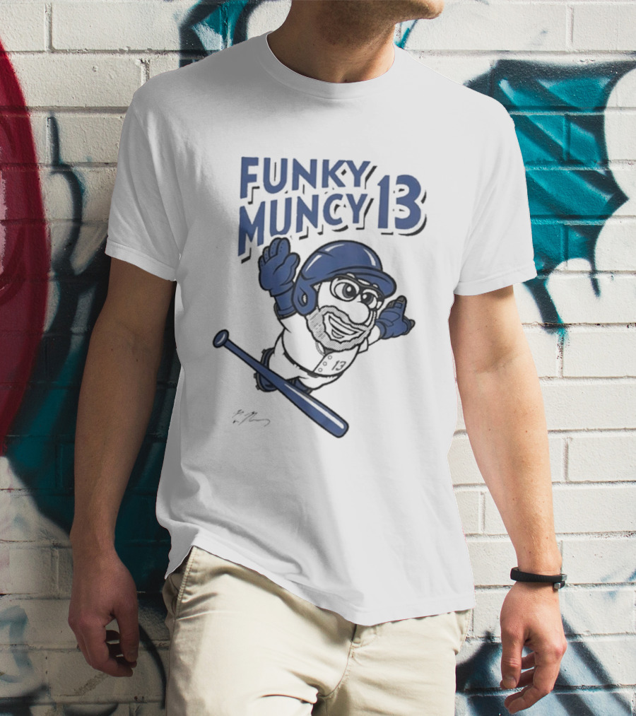 Funky Muncy 13 Max Los Angeles Dodgers Cartoon Baseball T-Shirt
