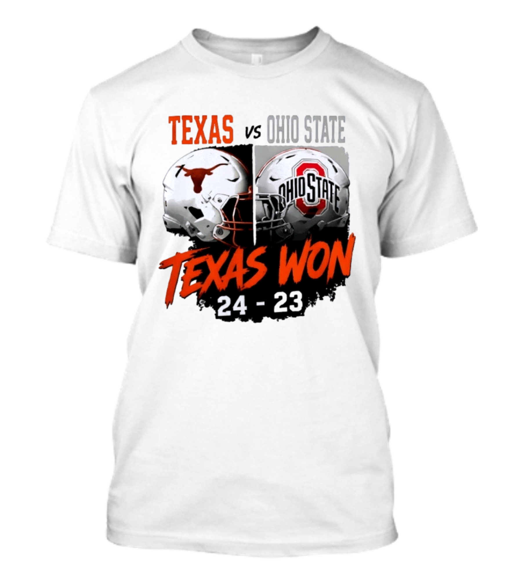 Texas Vs Ohio State 2026 Texas Won 24 23 Helmet Matchup T-Shirt