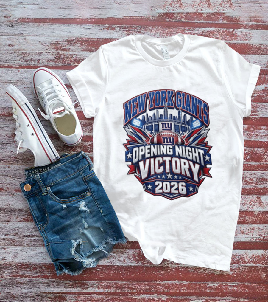 New York Giants 2026 Opening Night Victory Stadium Celebration T-Shirt