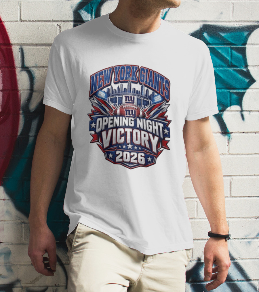 New York Giants 2026 Opening Night Victory Stadium Celebration T-Shirt