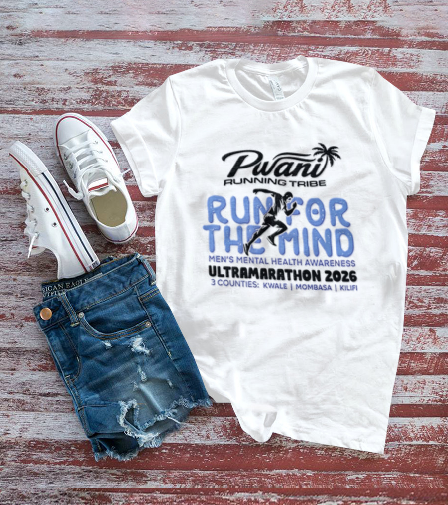 Pwani Running Tribe Run For The Mind Men's Mental Health Awareness Ultramarathon 2023 Five Countries Three Weeks Team T-Shirt