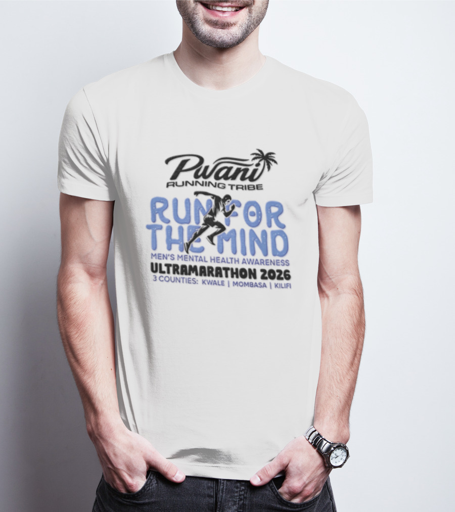 Pwani Running Tribe Run For The Mind Men's Mental Health Awareness Ultramarathon 2023 Five Countries Three Weeks Team T-Shirt
