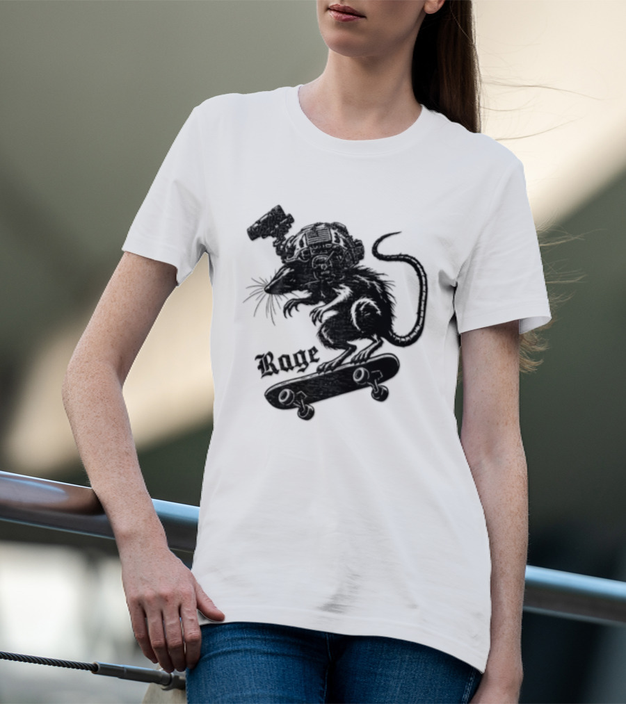 Skater Rat Tactical Helmet Night Vision Rage Skateboarding Adventure T-Shirt