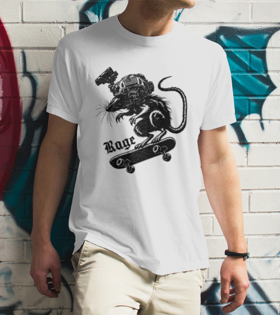 Skater Rat Tactical Helmet Night Vision Rage Skateboarding Adventure T-Shirt
