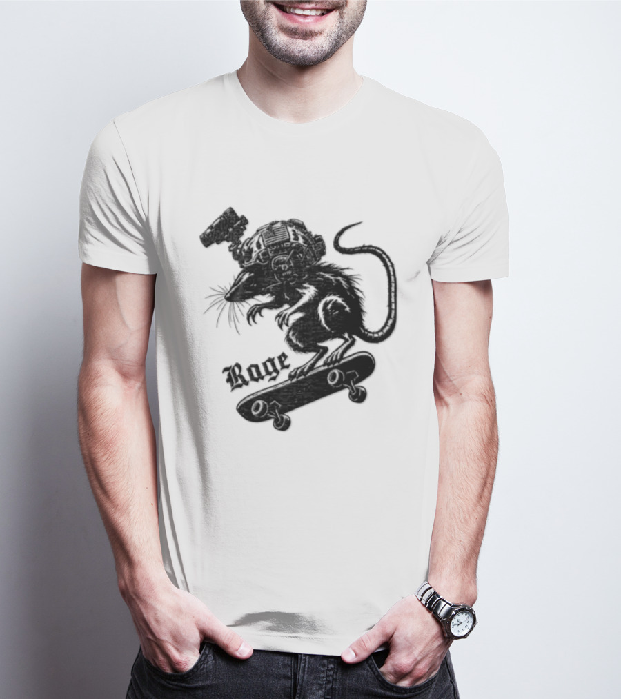 Skater Rat Tactical Helmet Night Vision Rage Skateboarding Adventure T-Shirt