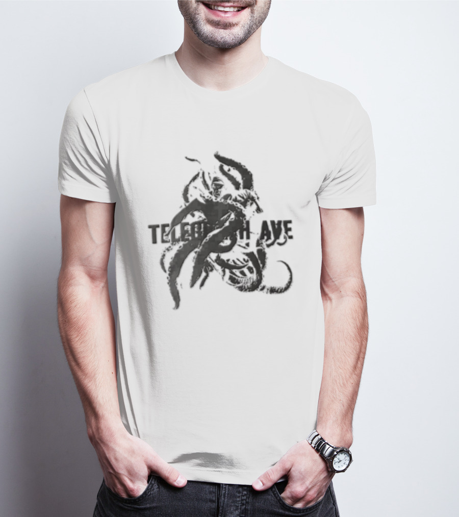Telegraph Ave Giant Octopus Attacking Sailor Halftone T-Shirt