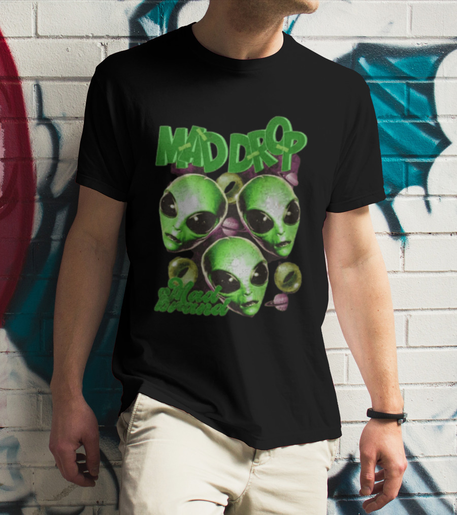 Mad Drop Aliens Space Planets Mad Brand T-Shirt