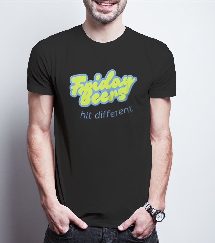 Friday Beers Hit Different Neon T-Shirt