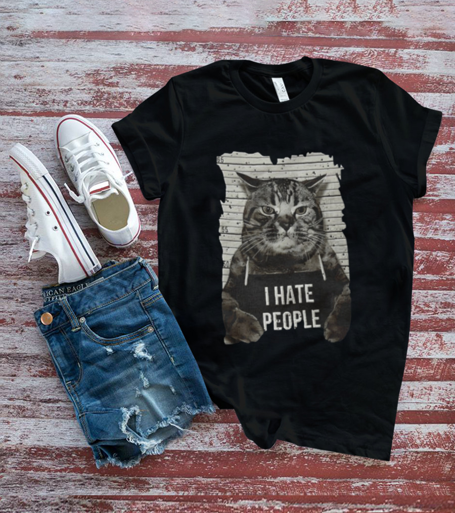 Grumpy Cat Shot I Hate People Funny Cat Meme T-Shirt