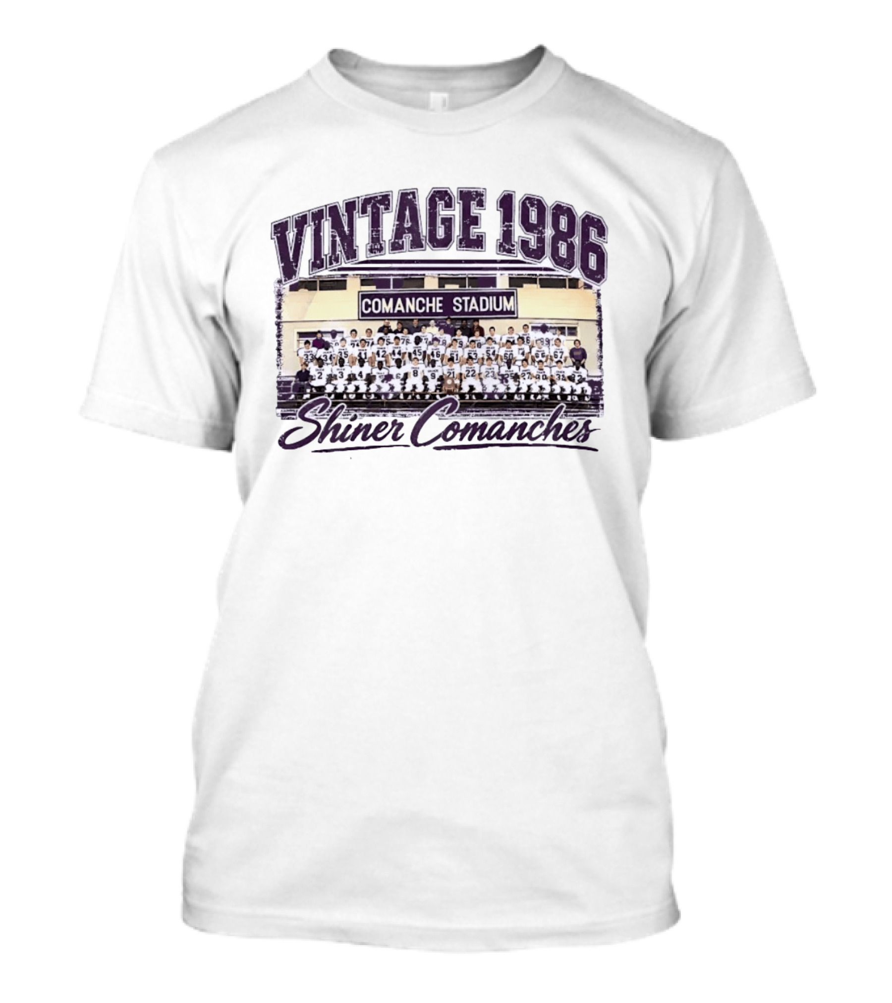 Vintage 1986 Shiner Comanches Comanche Stadium Football Champs T-Shirt