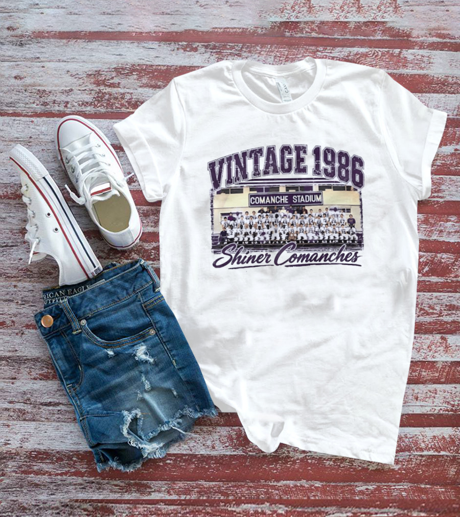 Vintage 1986 Shiner Comanches Comanche Stadium Football Champs T-Shirt