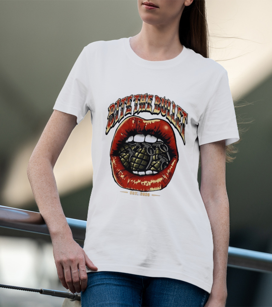 Bite The Bullet Grenade Lips Est 2026 Edgy T-Shirt