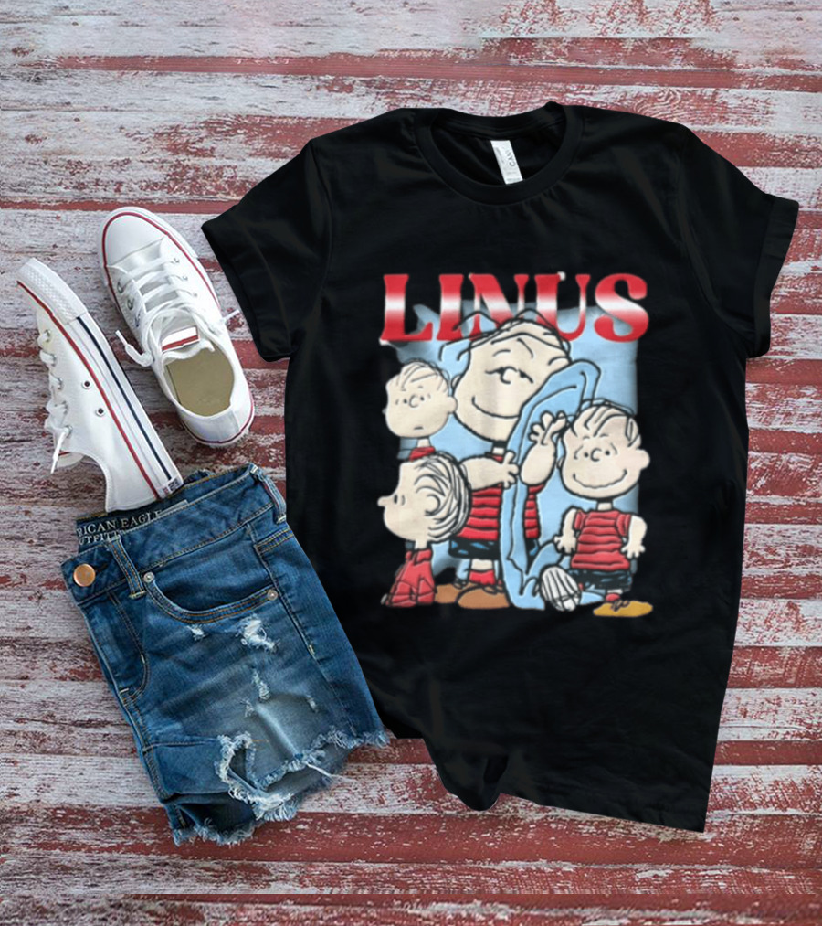 Peanuts Linus Holding Blue Blanket Bootleg Sparkle 2020 Collage T-Shirt