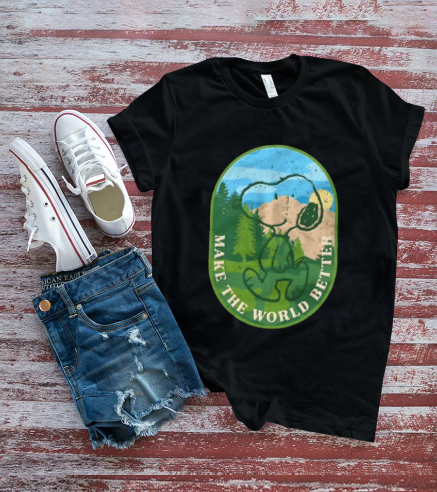 Snoopy Make The World Better Mountain Forest Retro Peanuts T-Shirt