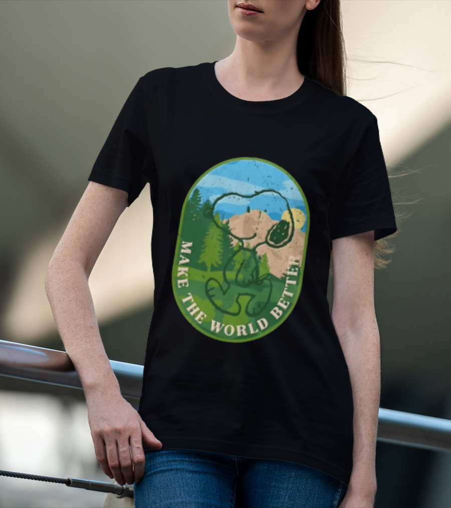 Snoopy Make The World Better Mountain Forest Retro Peanuts T-Shirt
