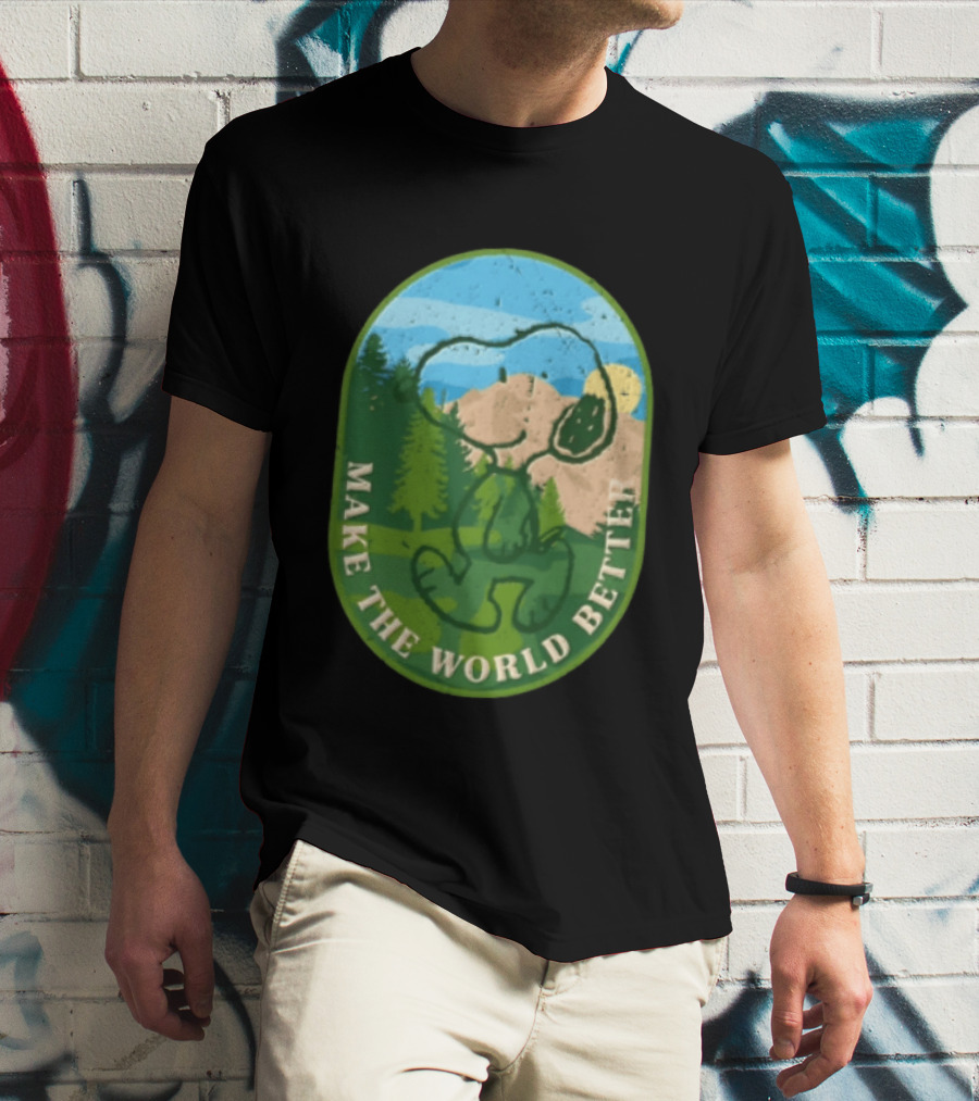 Snoopy Make The World Better Mountain Forest Retro Peanuts T-Shirt