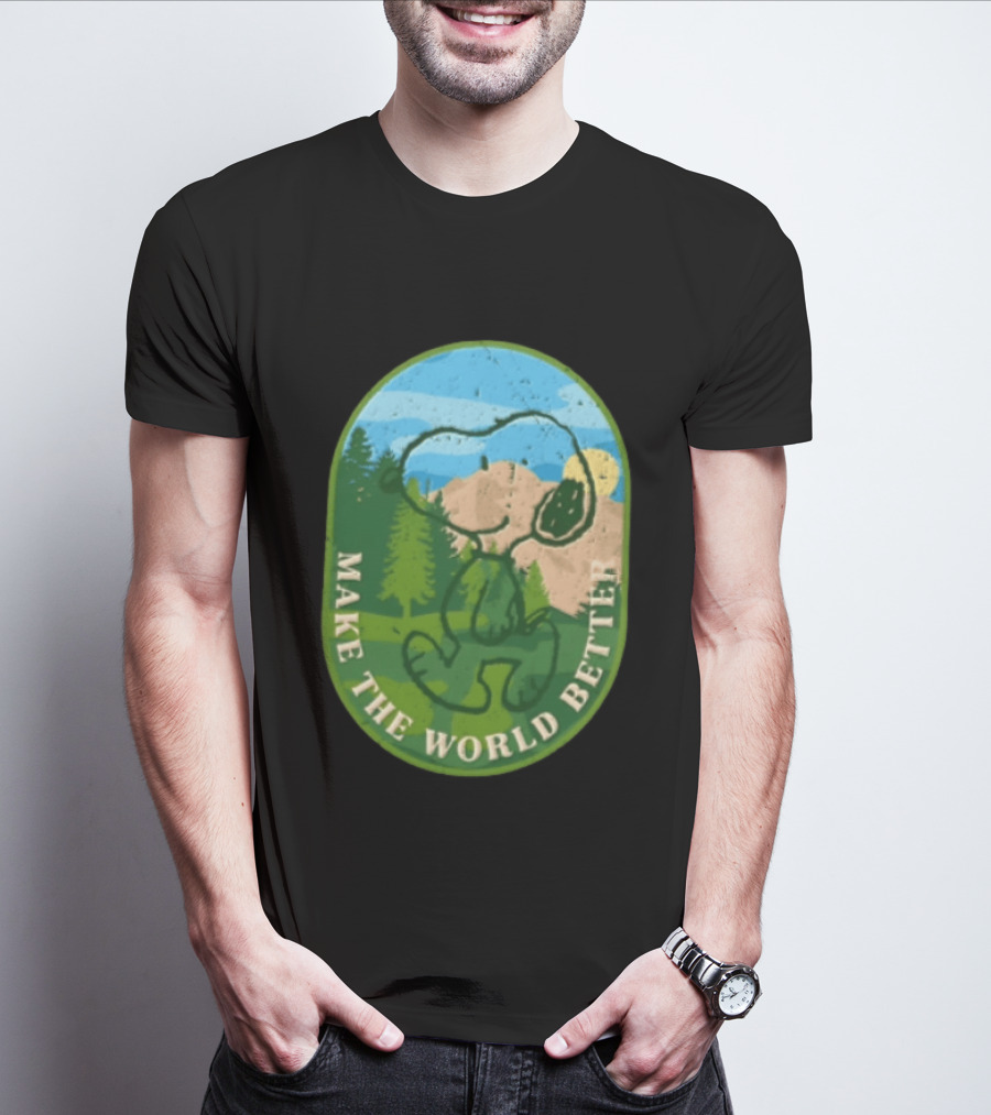 Snoopy Make The World Better Mountain Forest Retro Peanuts T-Shirt