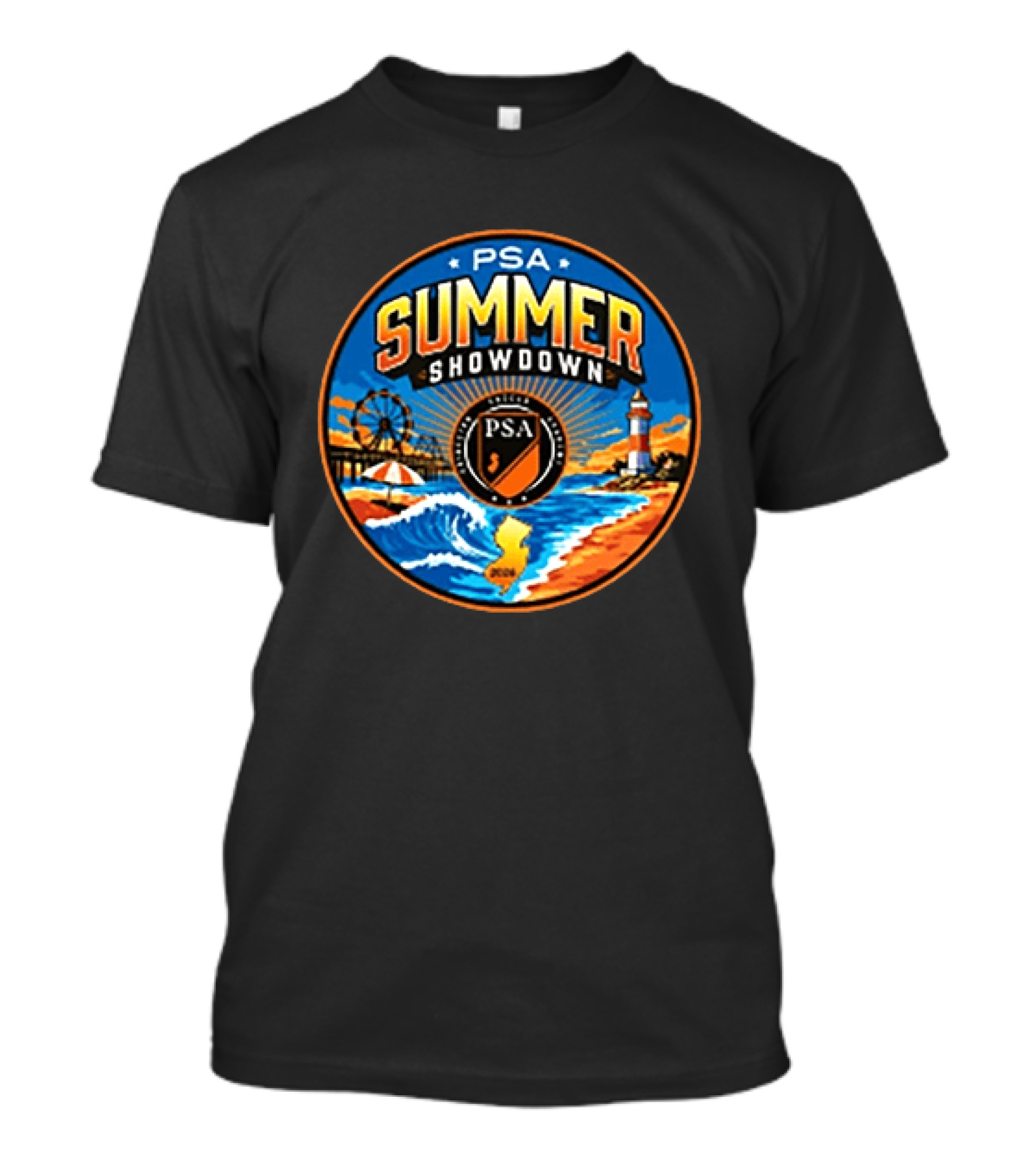 PSA Summer Showdown 2026 New Jersey Beach Festival Lighthouse And Ferris Wheel Event T-Shirt