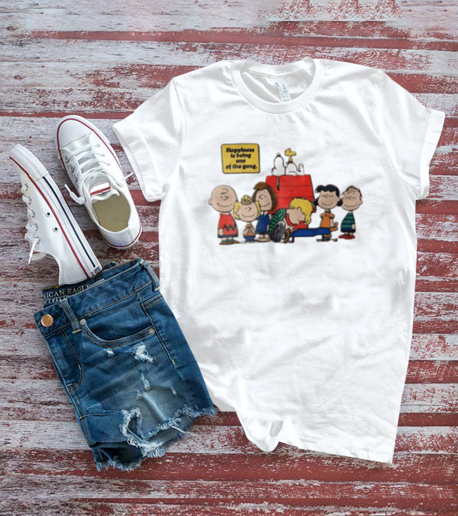 Peanuts Happiness Is Being One Of The Gang Snoopy Doghouse Schroeder Toy Piano Charles Schulz Cartoon T-Shirt