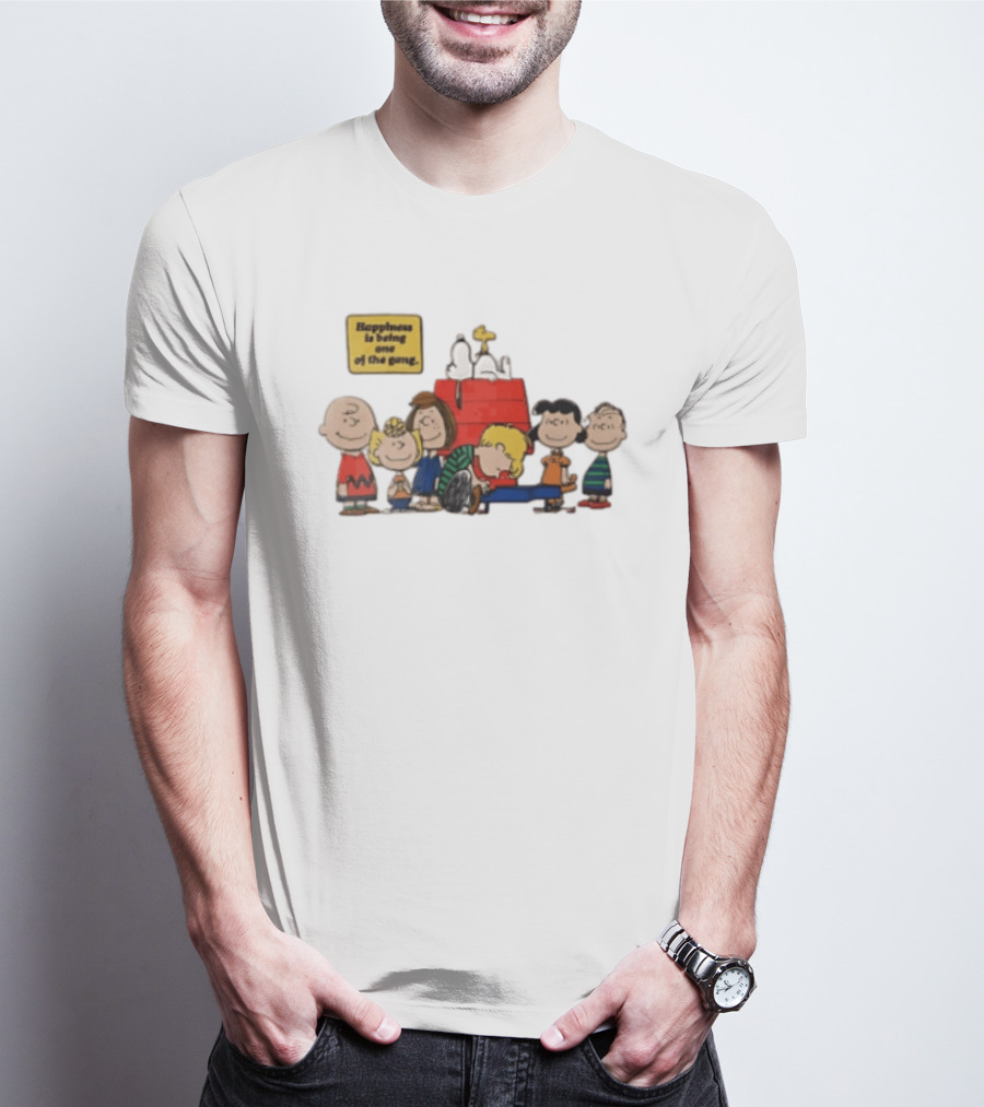 Peanuts Happiness Is Being One Of The Gang Snoopy Doghouse Schroeder Toy Piano Charles Schulz Cartoon T-Shirt