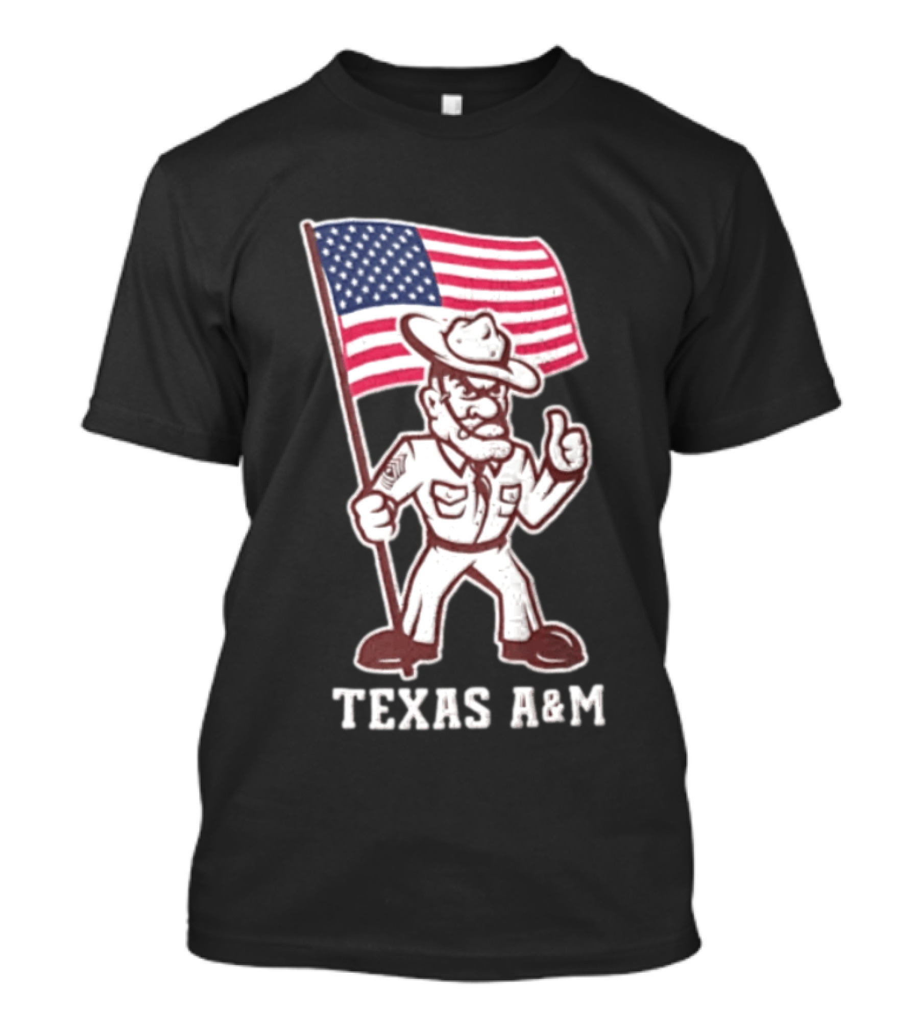 Texas A&M Drill Sergeant With American Flag Reveille T-Shirt