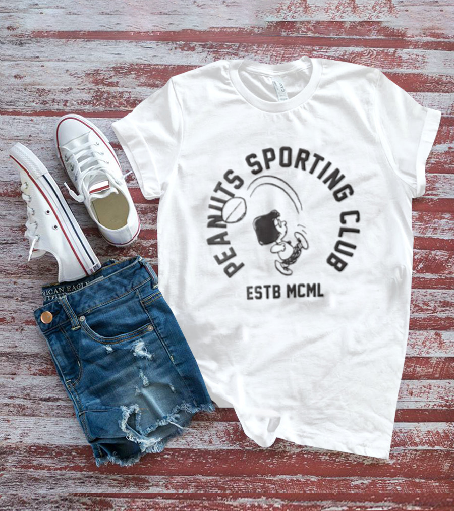 Peanuts Sporting Club Estb Mcml Marcie Kicking Football T-Shirt