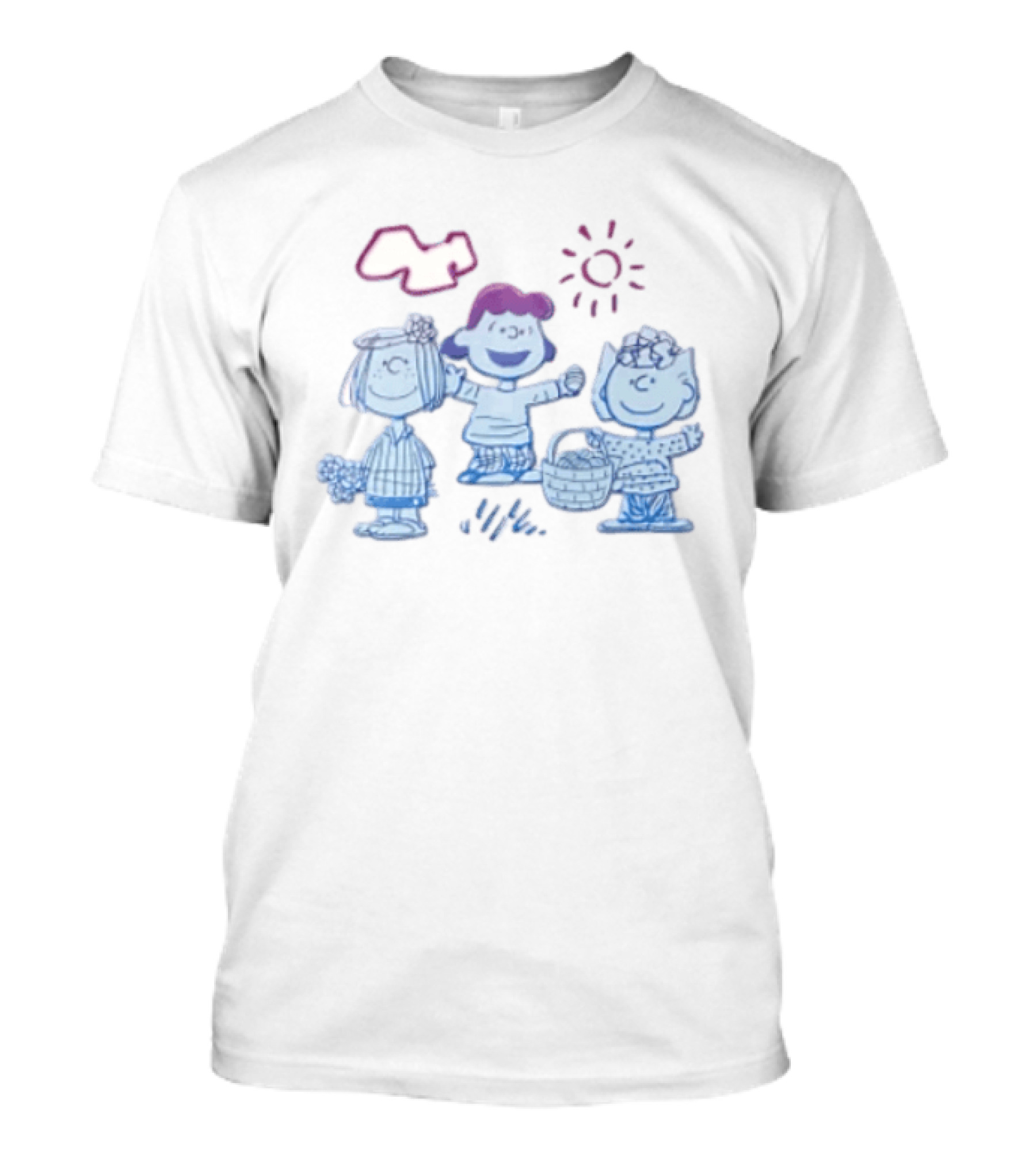 Peanuts Worldwide Easter Basket Line Cartoon Characters Sun And Clouds T-Shirt