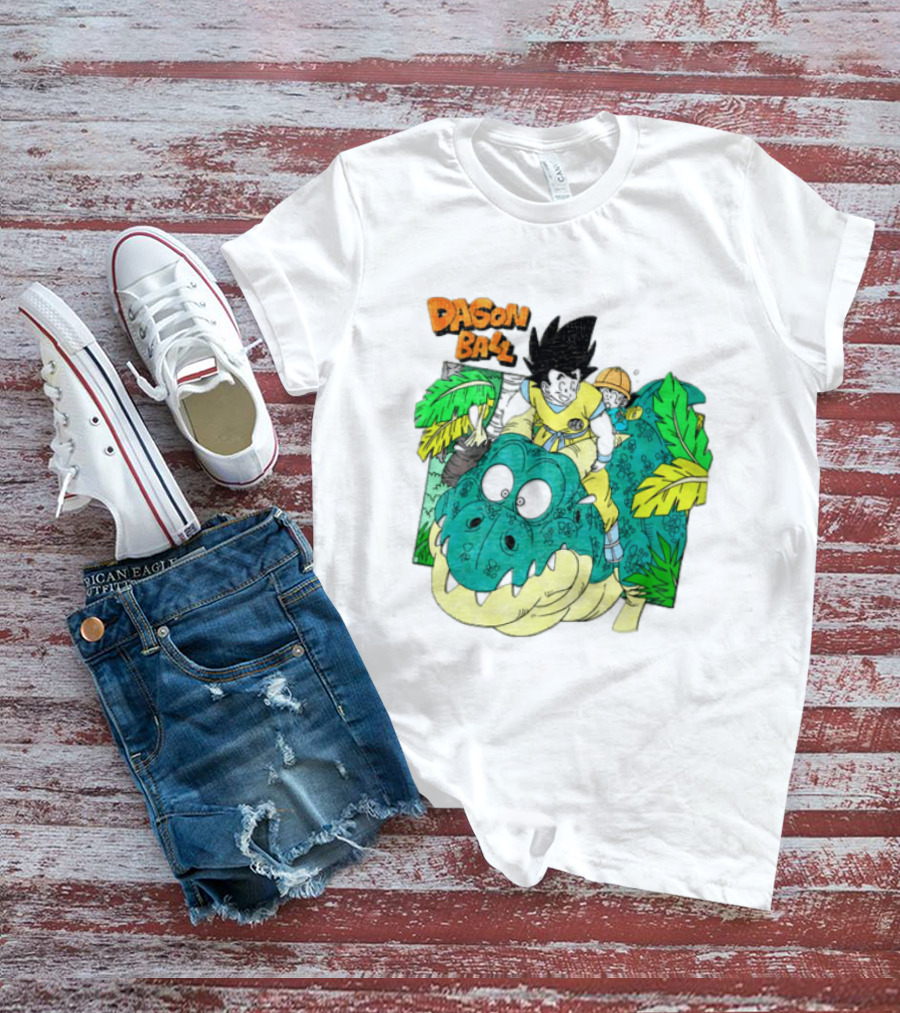 Goku Gohan Riding Dinosaur Dragon Ball Adventure Scene T-Shirt