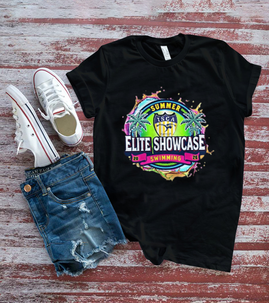 SUMMER ISCA Elite Showcase Swimming 2026 Event With Palm Trees And Splash T-Shirt