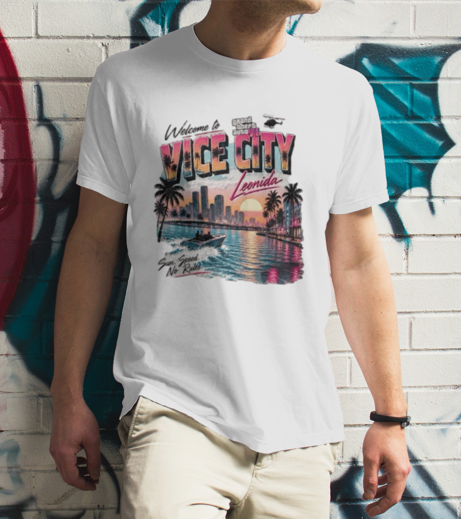 Welcome To Vice City GTA VI Sun Speed No Rules Leonida T-Shirt