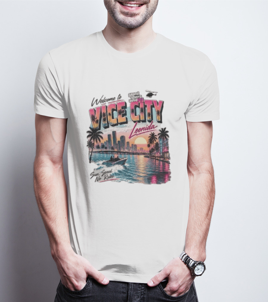 Welcome To Vice City GTA VI Sun Speed No Rules Leonida T-Shirt
