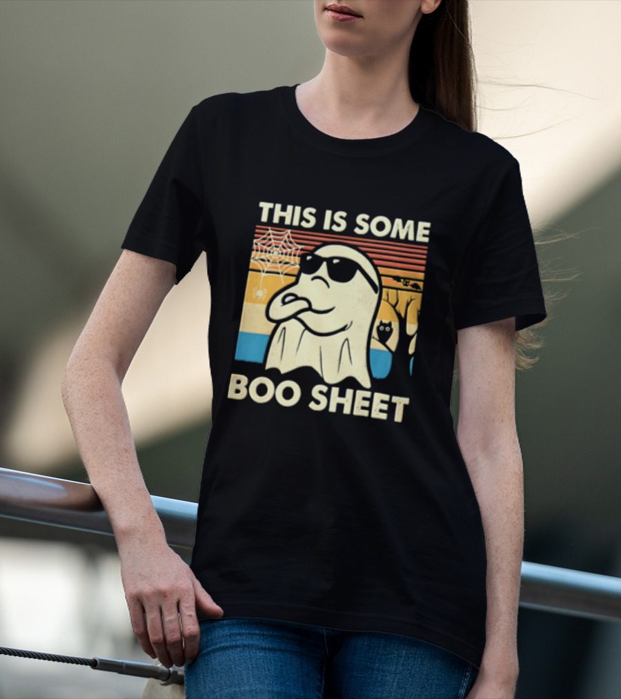 This Is Some Boo Sheet Sunset Ghost Sunglasses Tree T-Shirt