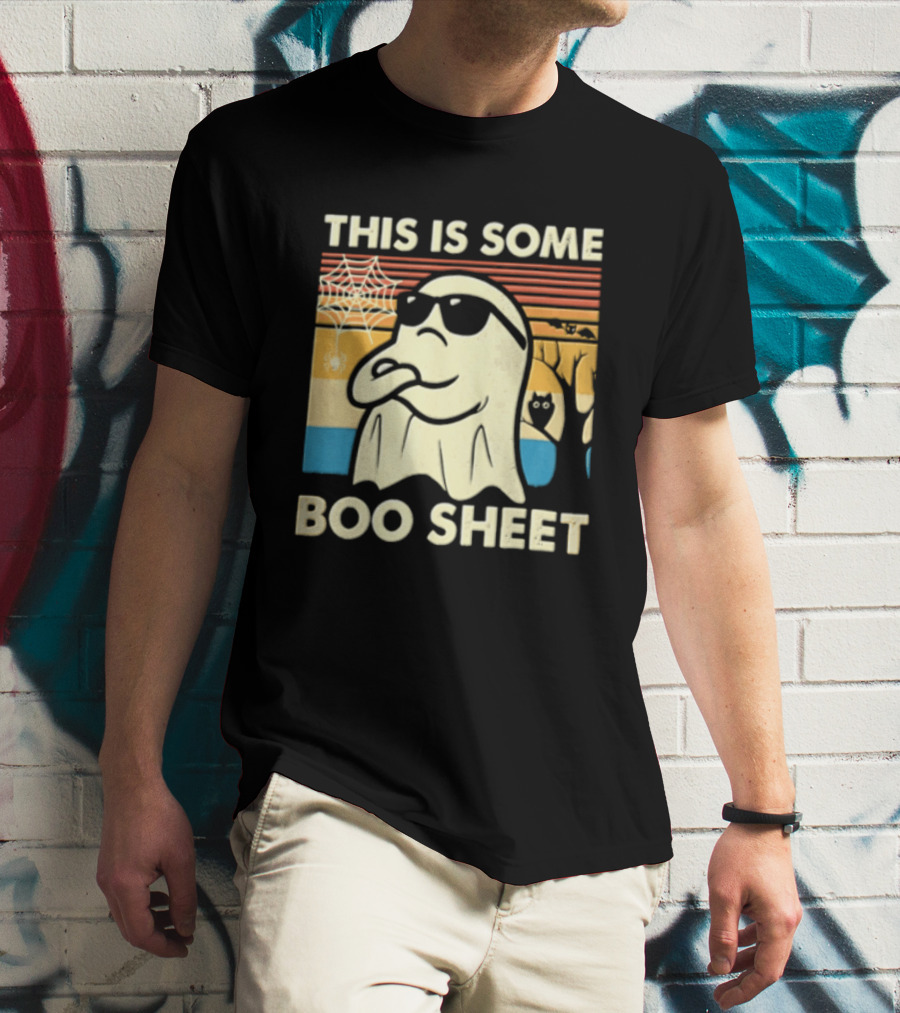 This Is Some Boo Sheet Sunset Ghost Sunglasses Tree T-Shirt
