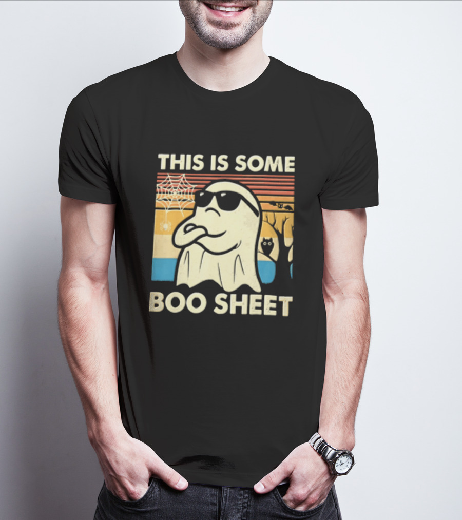 This Is Some Boo Sheet Sunset Ghost Sunglasses Tree T-Shirt