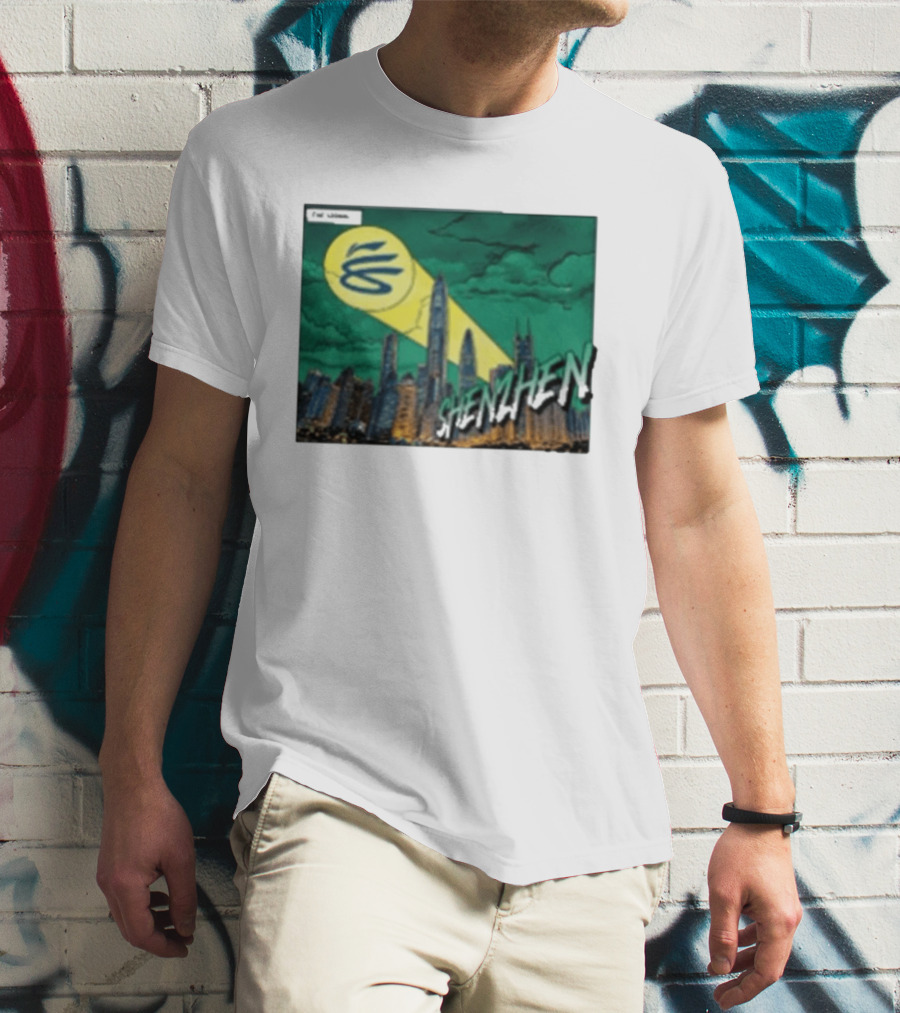 Stephen Curry Li Ning X Curry China Tour Shenzhen City Skyline Spotlight T-Shirt