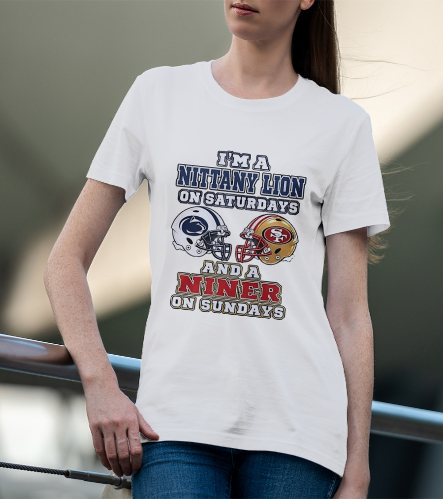 I'm A Nittany Lion On Saturdays And A Niner On Sundays Football Helmets T-Shirt
