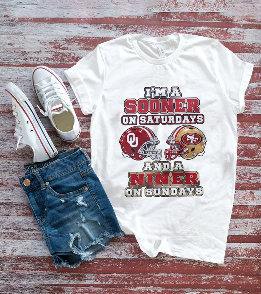 Oklahoma Sooners Saturdays SF 49ers Sundays Football Fan Gear T-Shirt