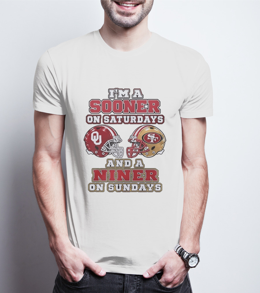 Oklahoma Sooners Saturdays SF 49ers Sundays Football Fan Gear T-Shirt