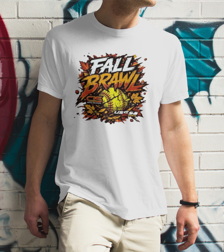 USSSA Fall Brawl Central Iowa Sports Tournament 2026 With Autumn Leaves And Softball T-Shirt