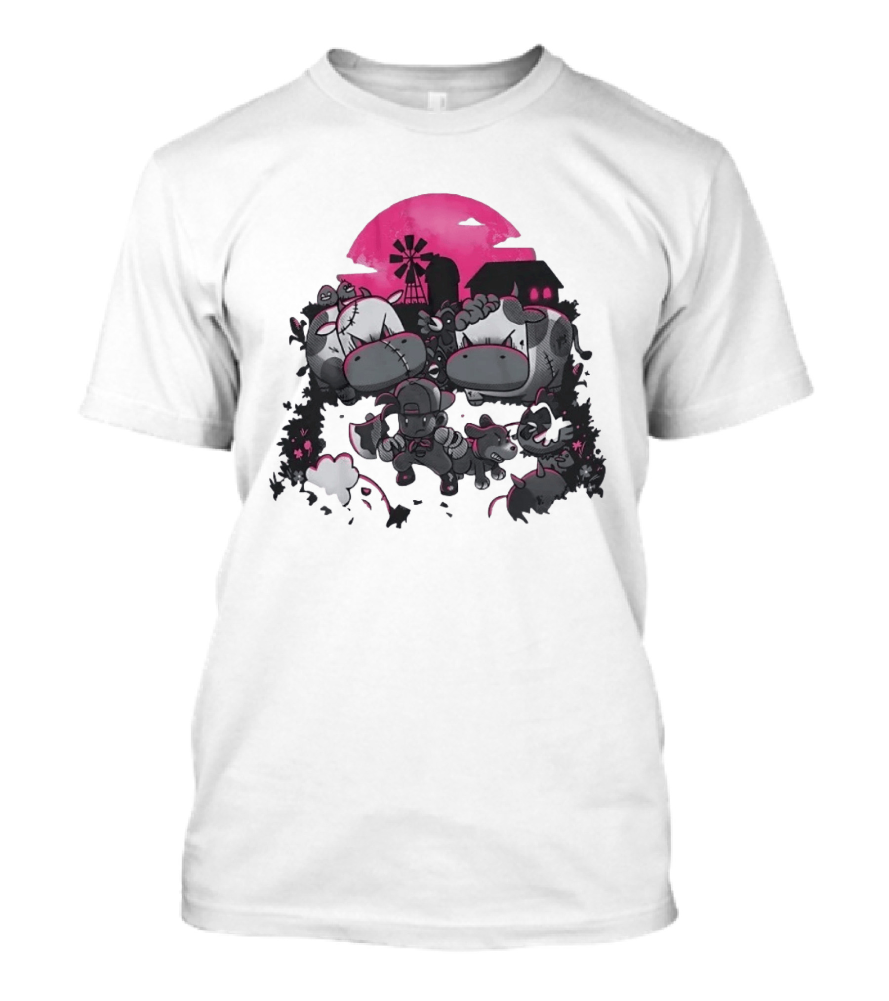 Zombie Farm Undead Creepy Cows Horror Scene T-Shirt