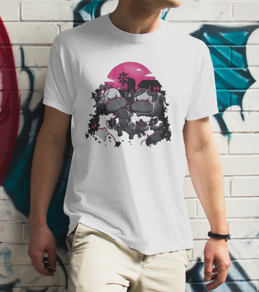 Zombie Farm Undead Creepy Cows Horror Scene T-Shirt