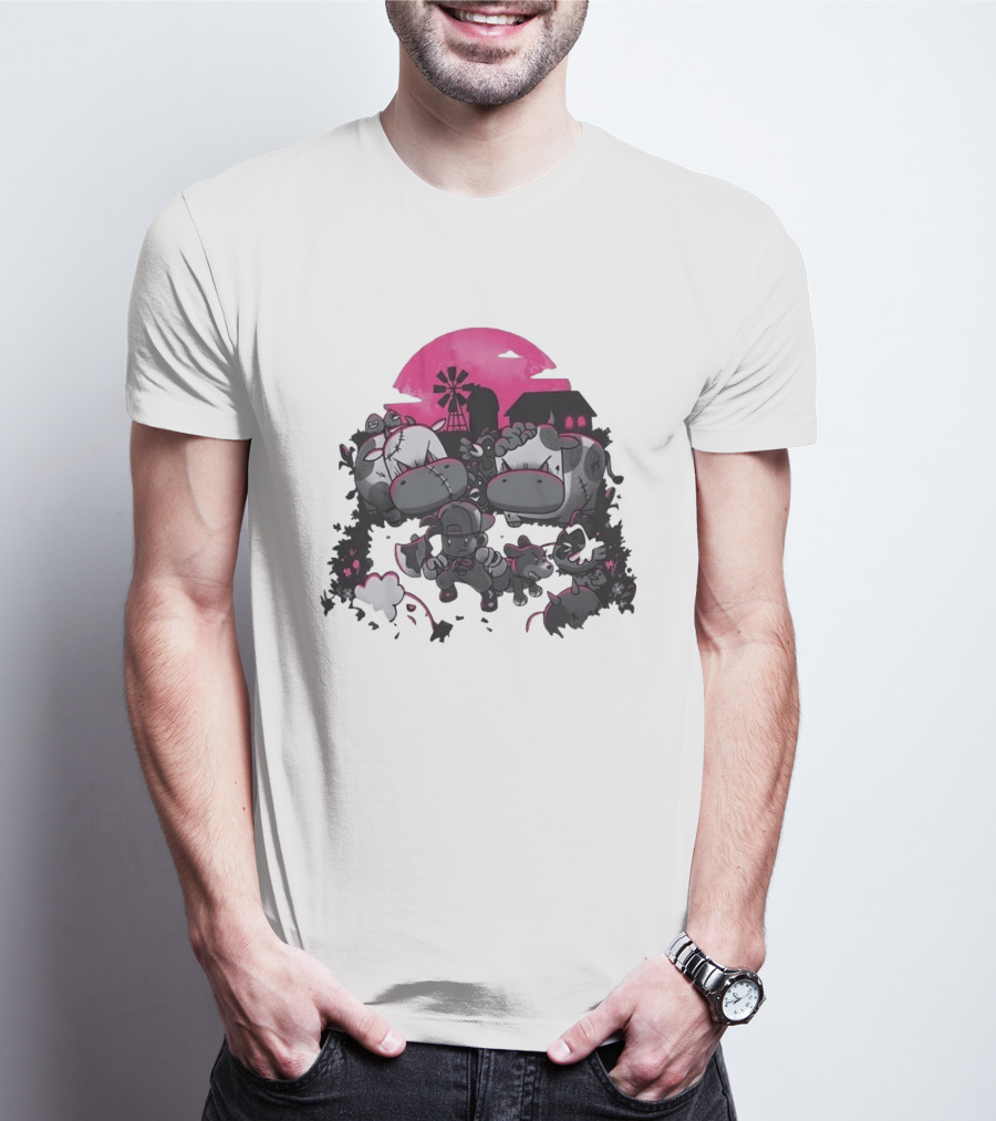Zombie Farm Undead Creepy Cows Horror Scene T-Shirt