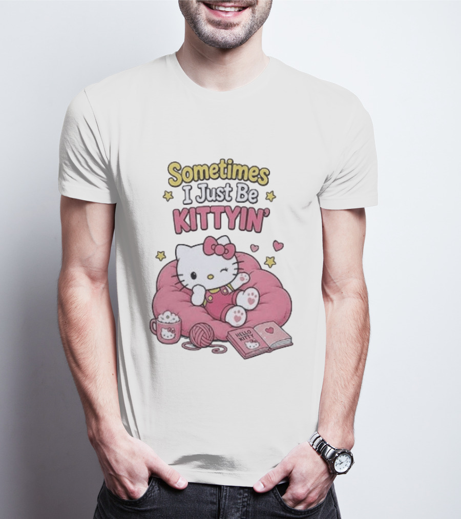 Hello Kitty Sometimes I Just Be Kittyin' Relaxing With Stars And Cozy T-Shirt