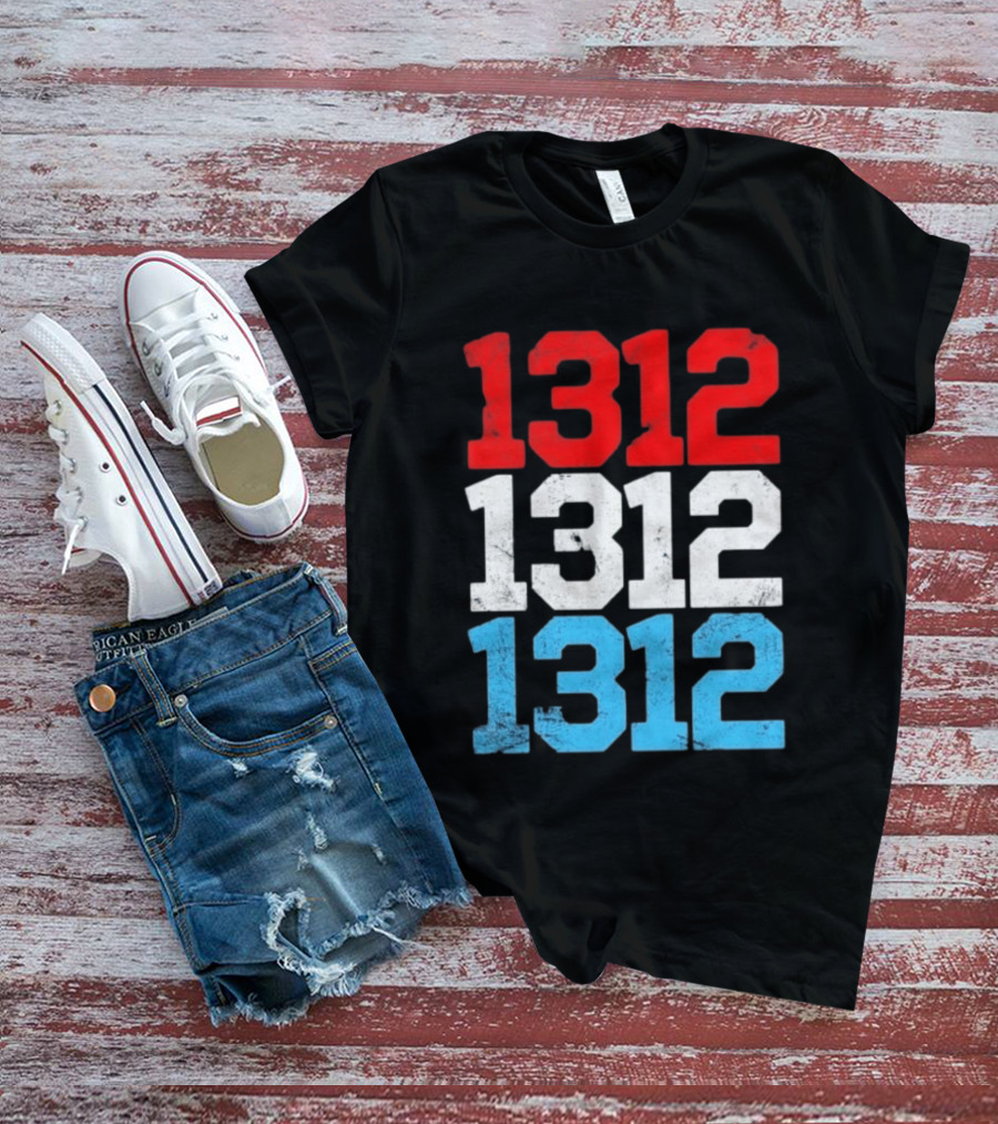 1312 ACAB Distressed Protest Red White Blue Stacked T-Shirt
