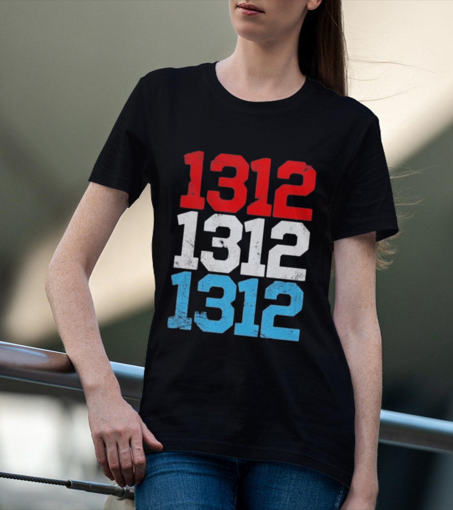 1312 ACAB Distressed Protest Red White Blue Stacked T-Shirt