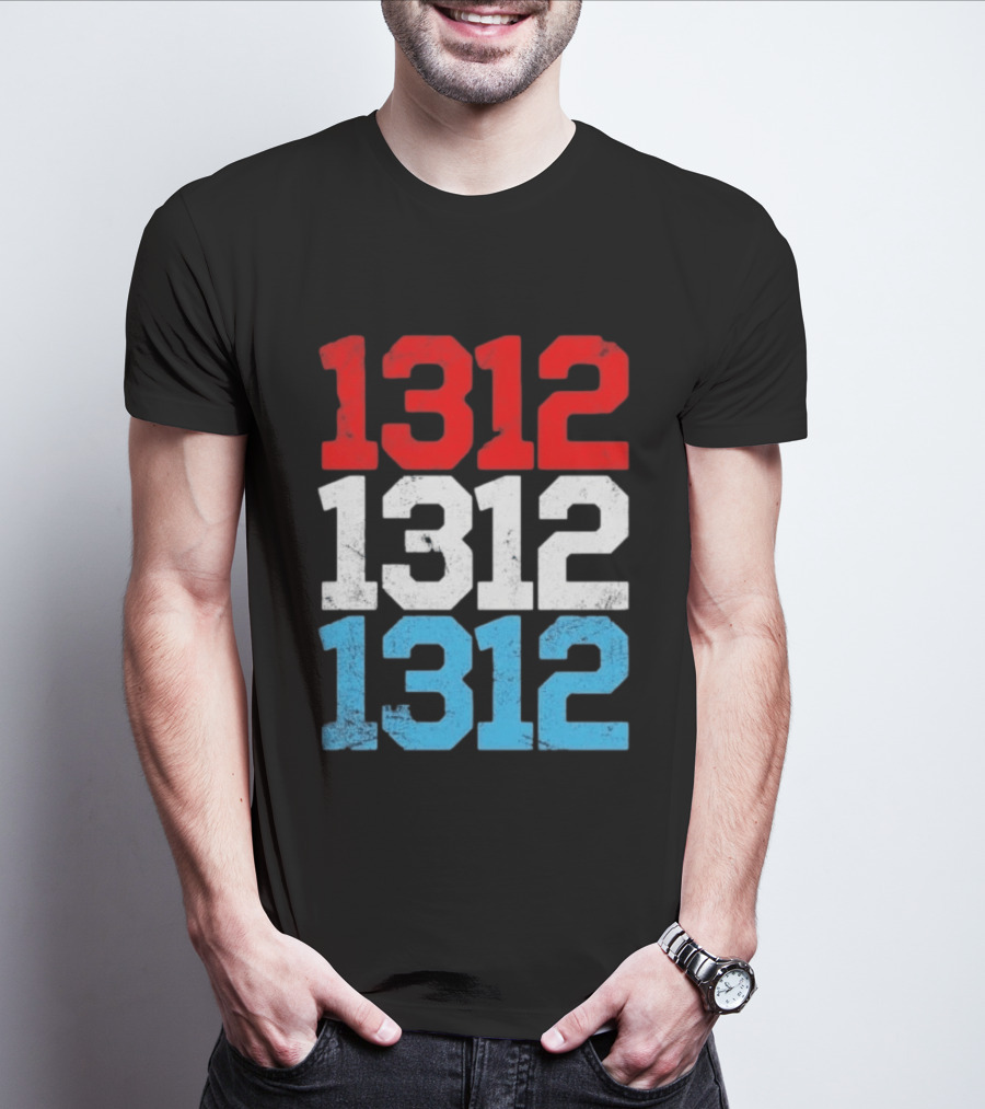 1312 ACAB Distressed Protest Red White Blue Stacked T-Shirt
