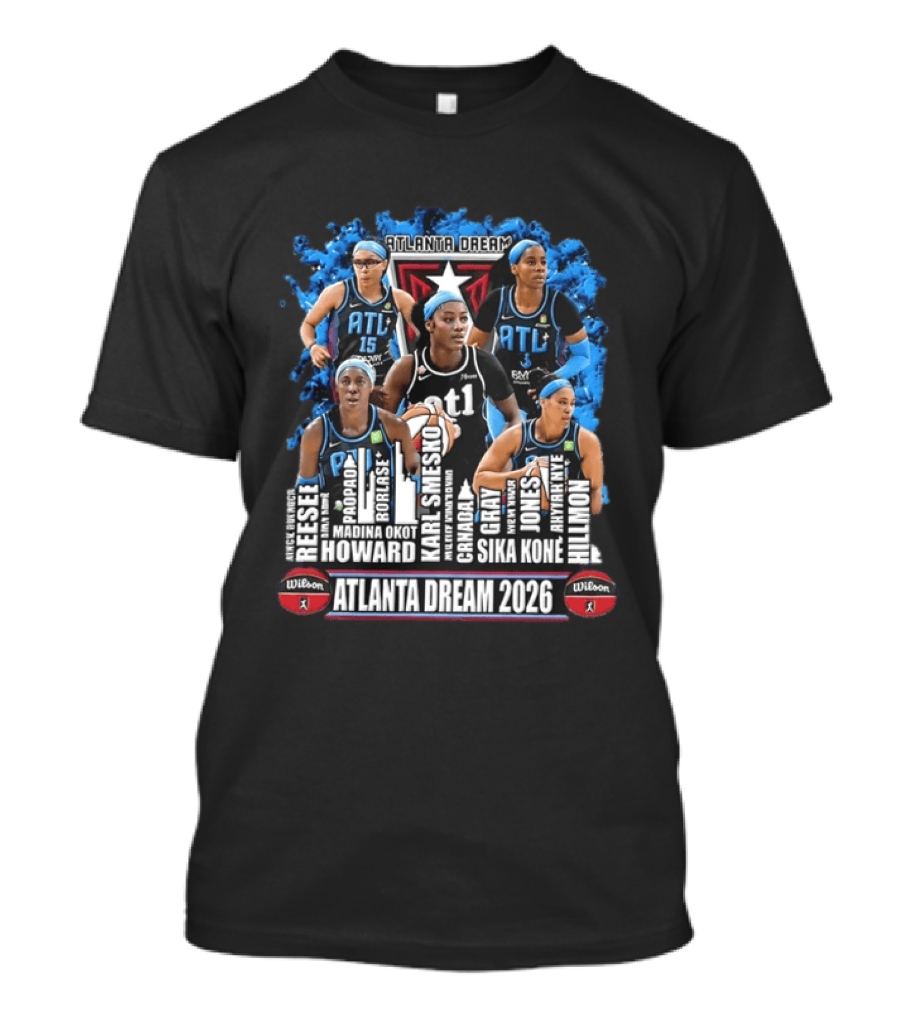 Atlanta Dream 2026 WNBA Basketball Reese Popadiak Rori Howard Sika Kone Hillmon T-Shirt
