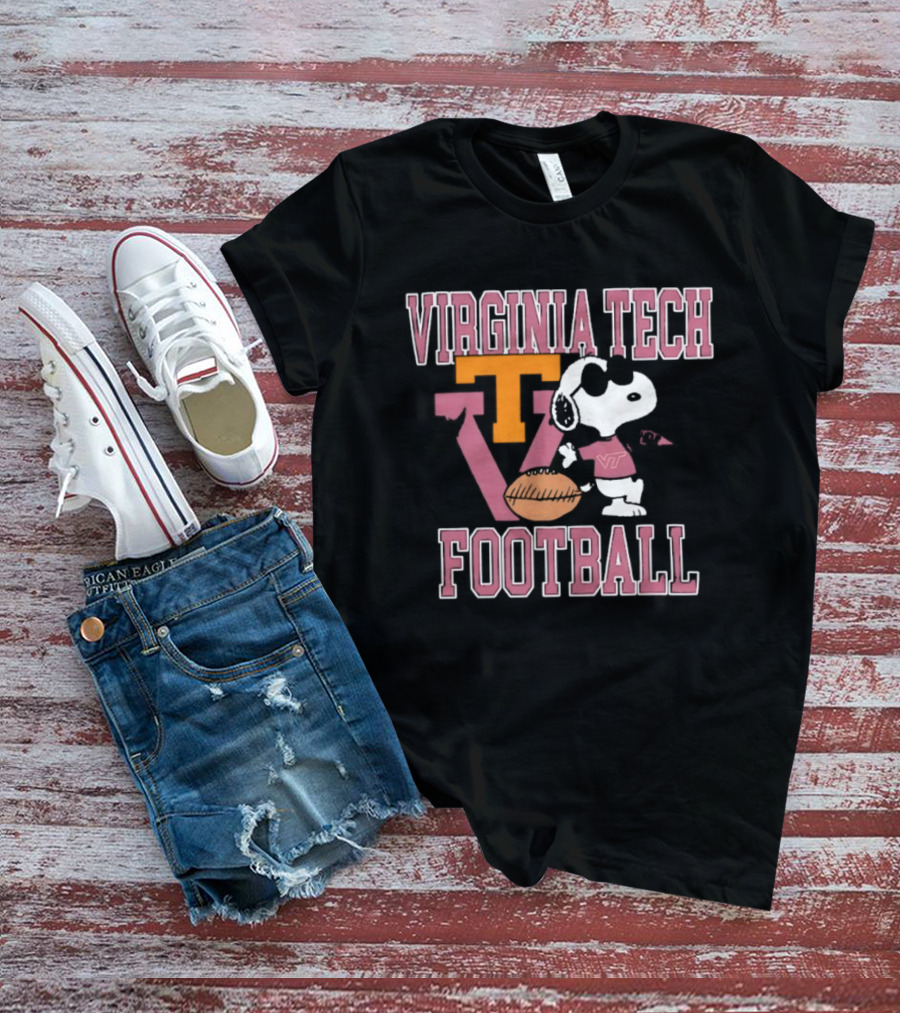 Virginia Tech Football Snoopy Let's Go Hokies T-Shirt